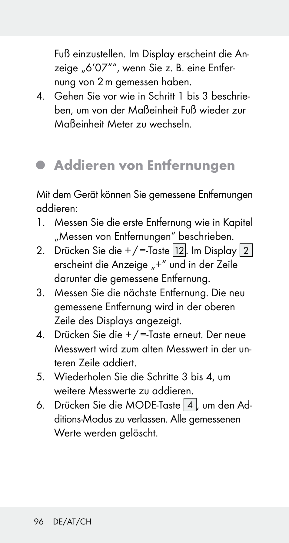 Addieren von entfernungen | Powerfix Z32114 User Manual | Page 96 / 106