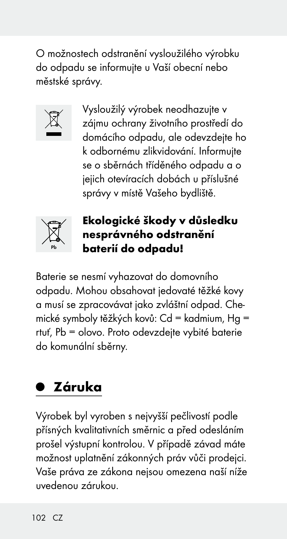 Záruka | Powerfix Z32114 User Manual | Page 102 / 142