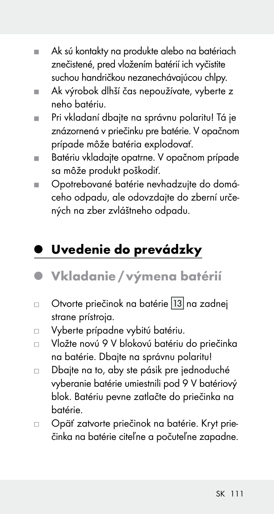 Uvedenie do prevádzky vkladanie / výmena batérií | Powerfix Z32114 User Manual | Page 111 / 142