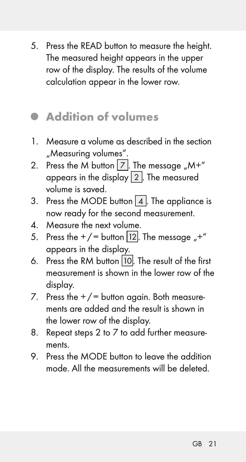 Addition of volumes | Powerfix Z32114 User Manual | Page 21 / 142
