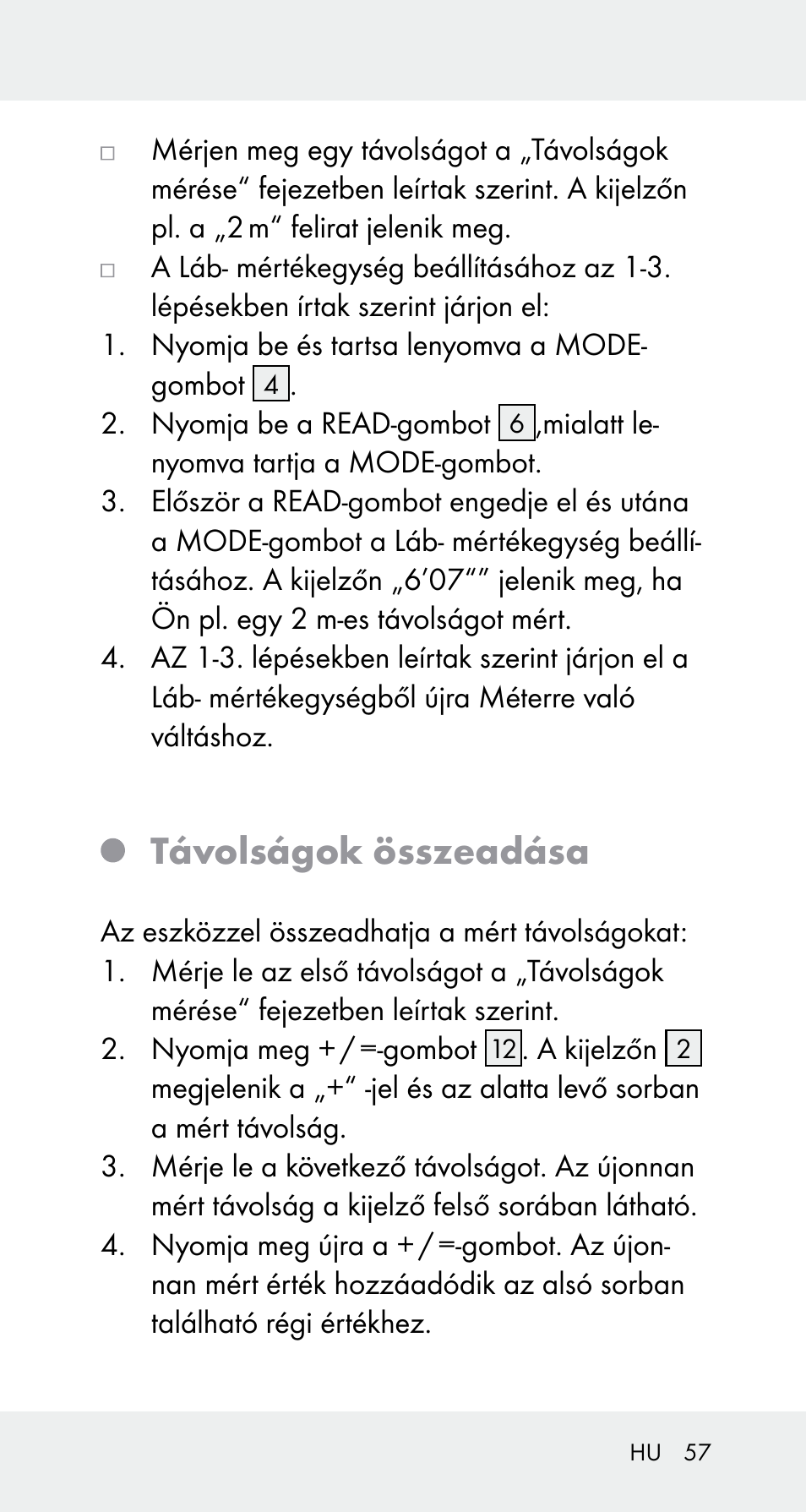 Távolságok összeadása | Powerfix Z32114 User Manual | Page 57 / 142