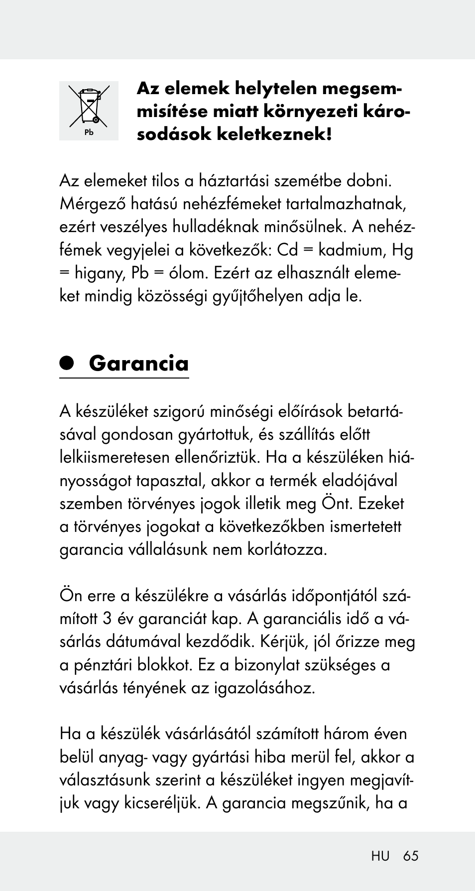 Garancia | Powerfix Z32114 User Manual | Page 65 / 142