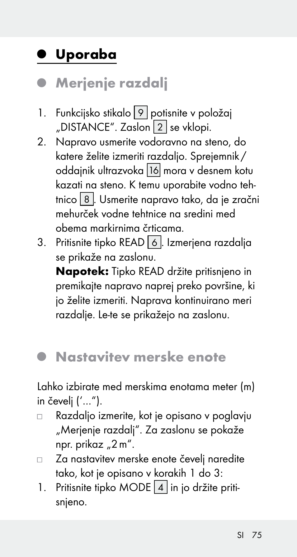 Uporaba merjenje razdalj | Powerfix Z32114 User Manual | Page 75 / 142