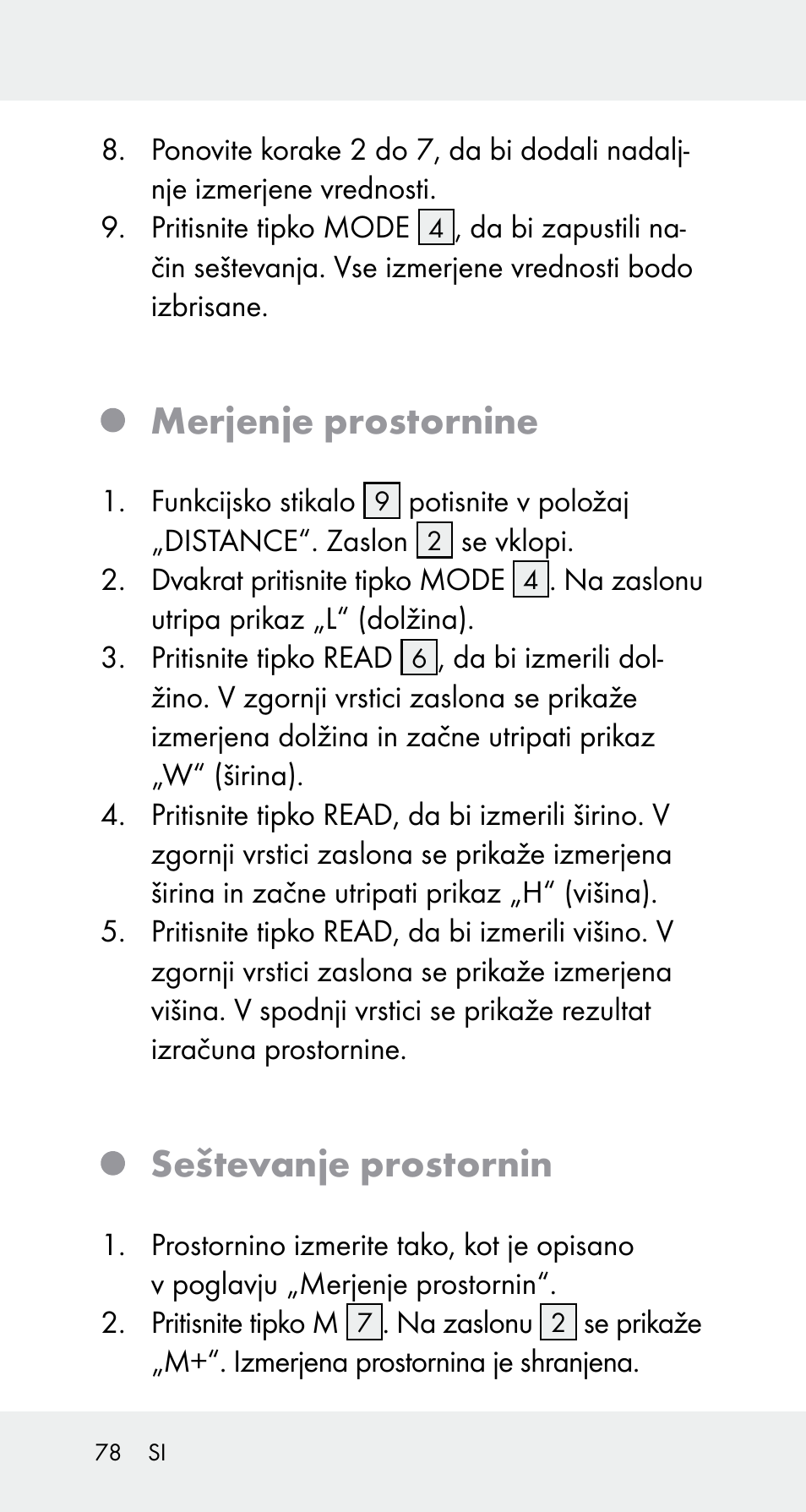 Merjenje prostornine, Seštevanje prostornin | Powerfix Z32114 User Manual | Page 78 / 142