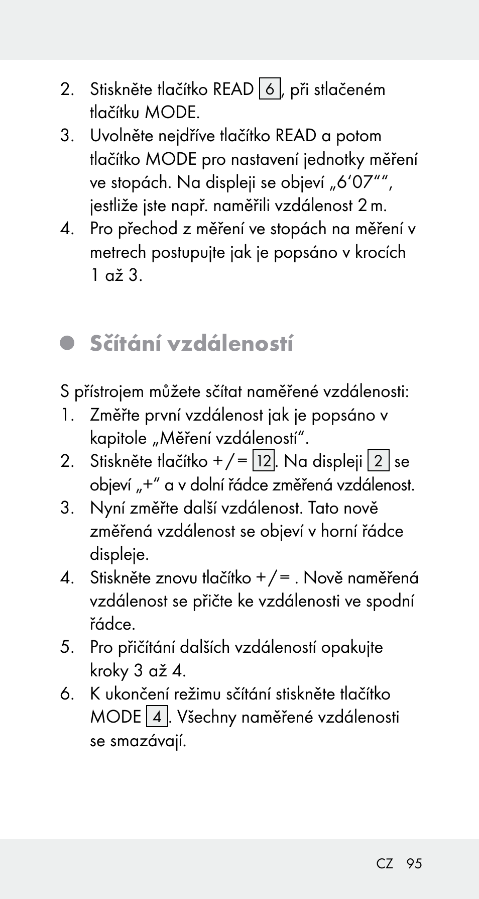 Sčítání vzdáleností | Powerfix Z32114 User Manual | Page 95 / 142