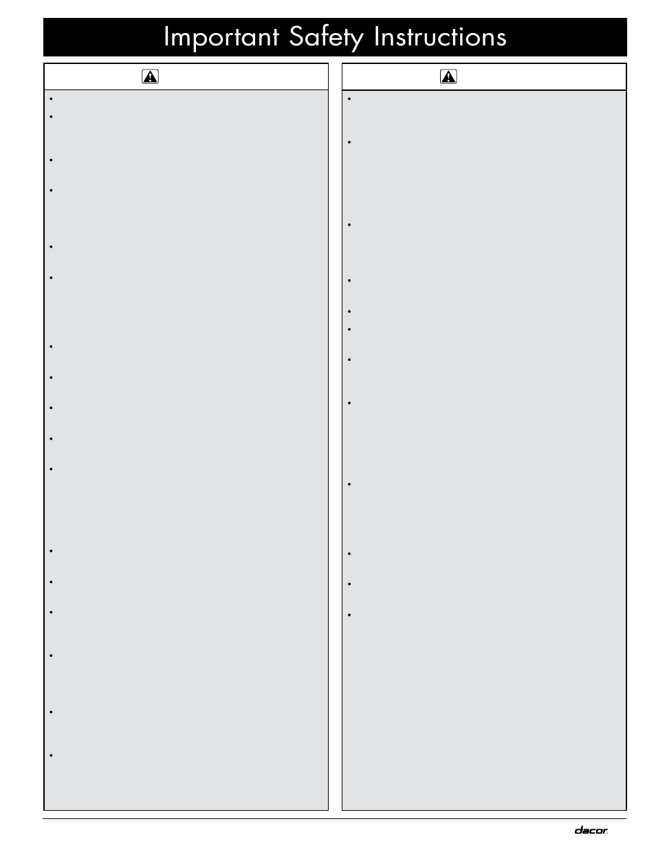 Important safety instructions | Dacor OB52 User Manual | Page 5 / 20