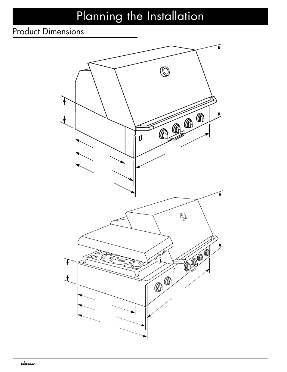 Planning the installation, Product dimensions | Dacor OB52 User Manual | Page 6 / 20