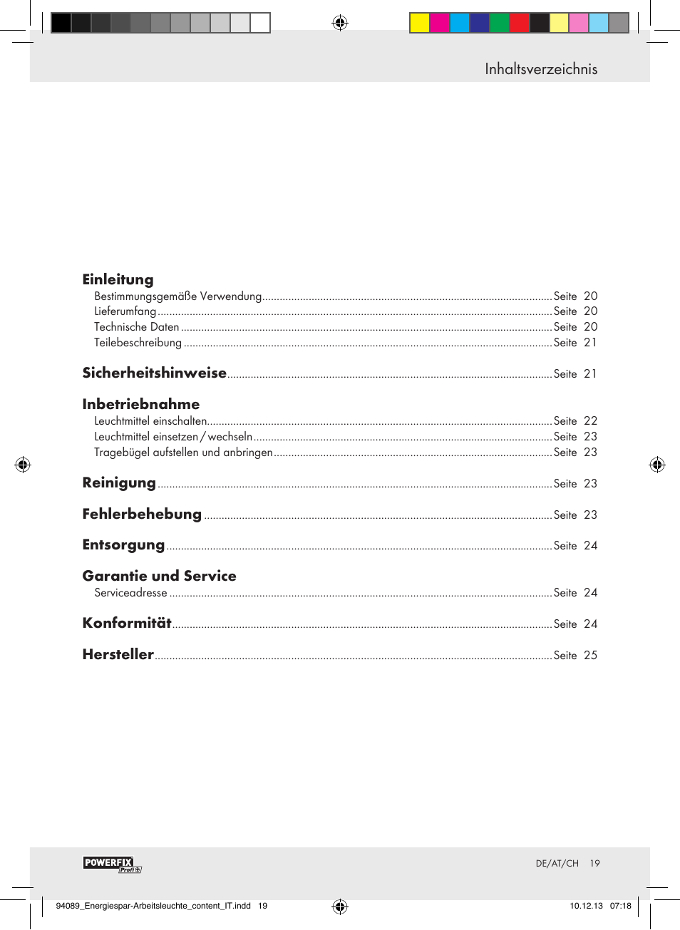 Powerfix Energy-Saving Light User Manual | Page 19 / 28