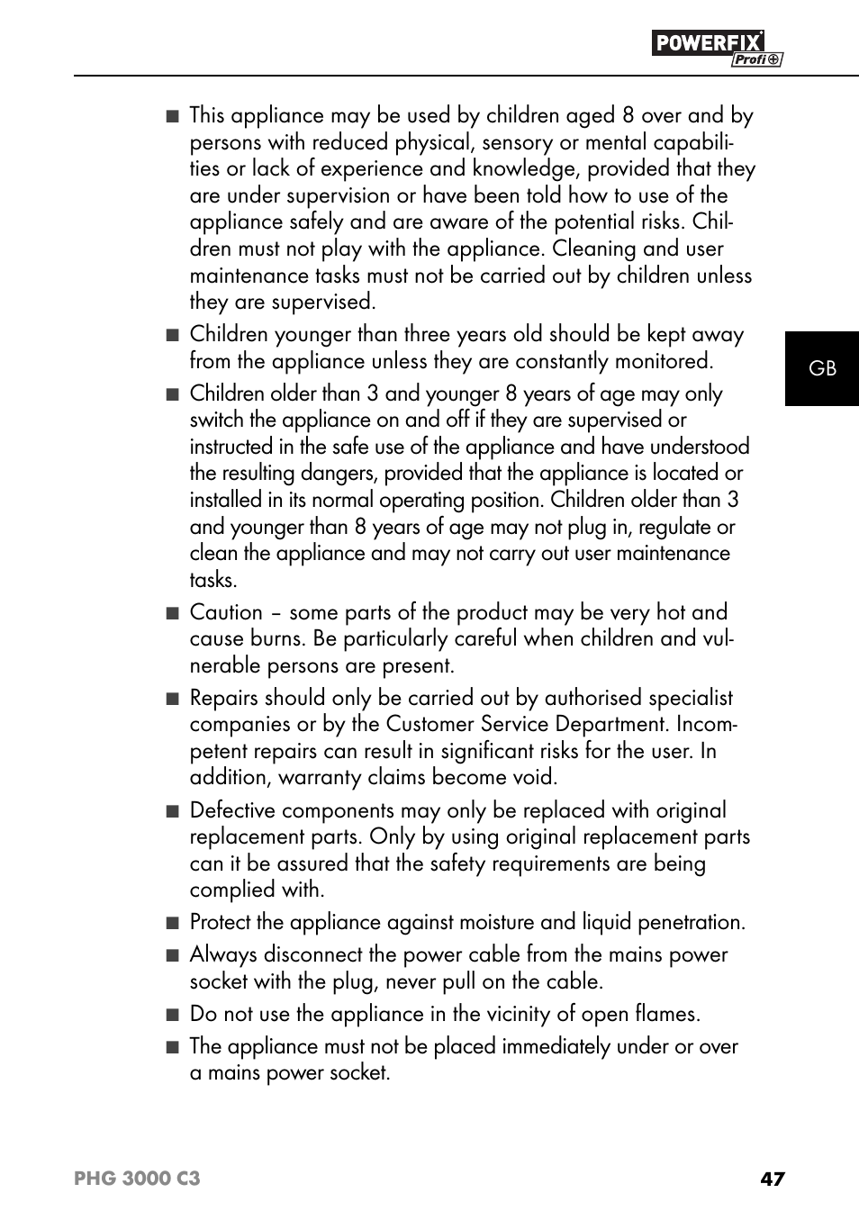 Powerfix PHG 2500 C3 User Manual | Page 50 / 59