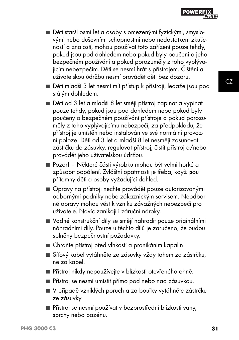 Powerfix PHG 2500 C3 User Manual | Page 34 / 67