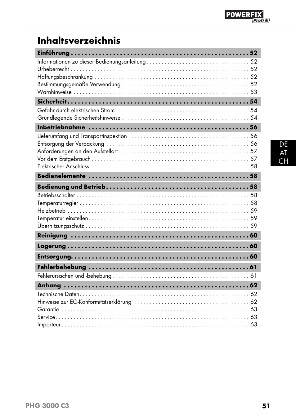 Powerfix PHG 2500 C3 User Manual | Page 54 / 67