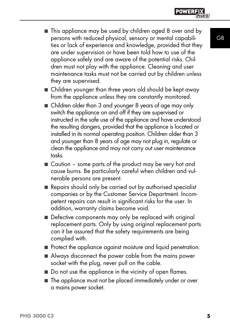 Powerfix PHG 2500 C3 User Manual | Page 8 / 67