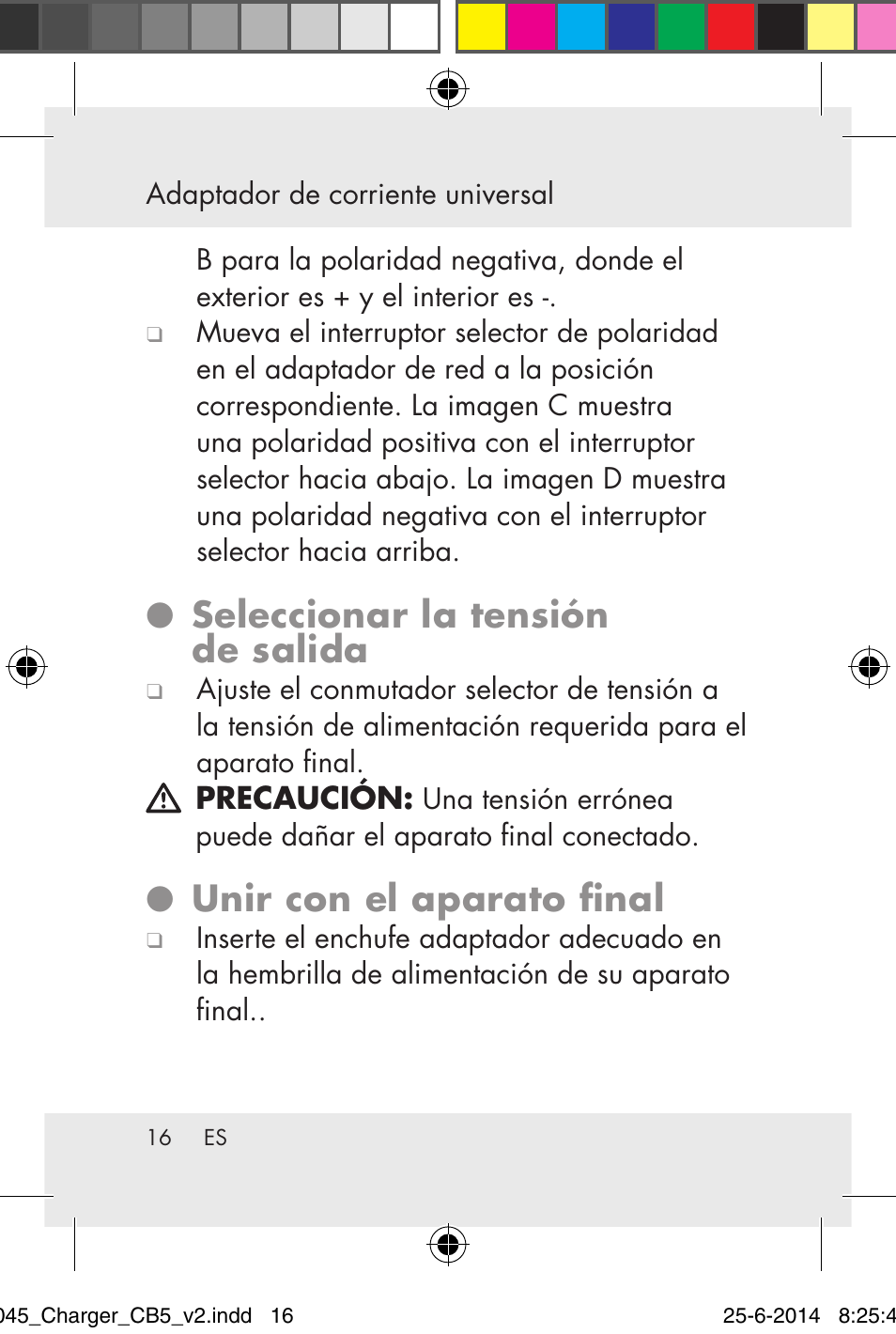 Seleccionar la tensión de salida, Unir con el aparato final | Powerfix Power Socket Switch User Manual | Page 16 / 93