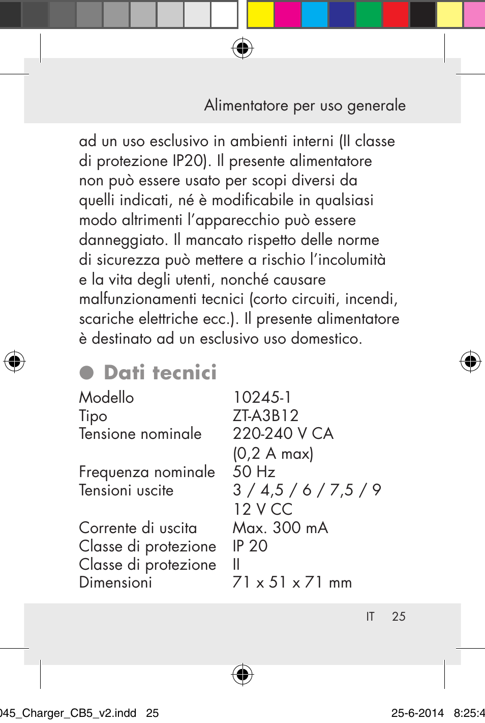 Dati tecnici | Powerfix Power Socket Switch User Manual | Page 25 / 93