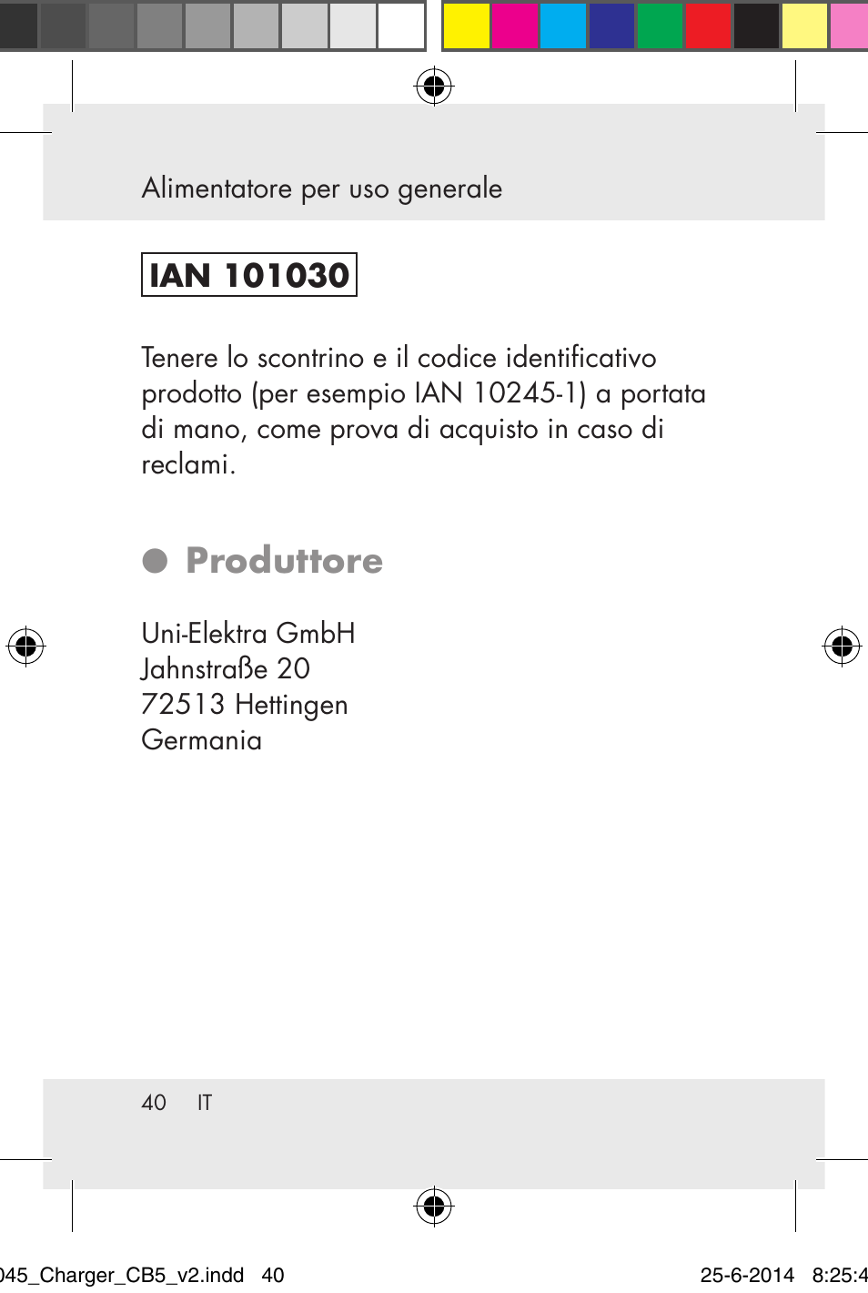 Produttore | Powerfix Power Socket Switch User Manual | Page 40 / 93