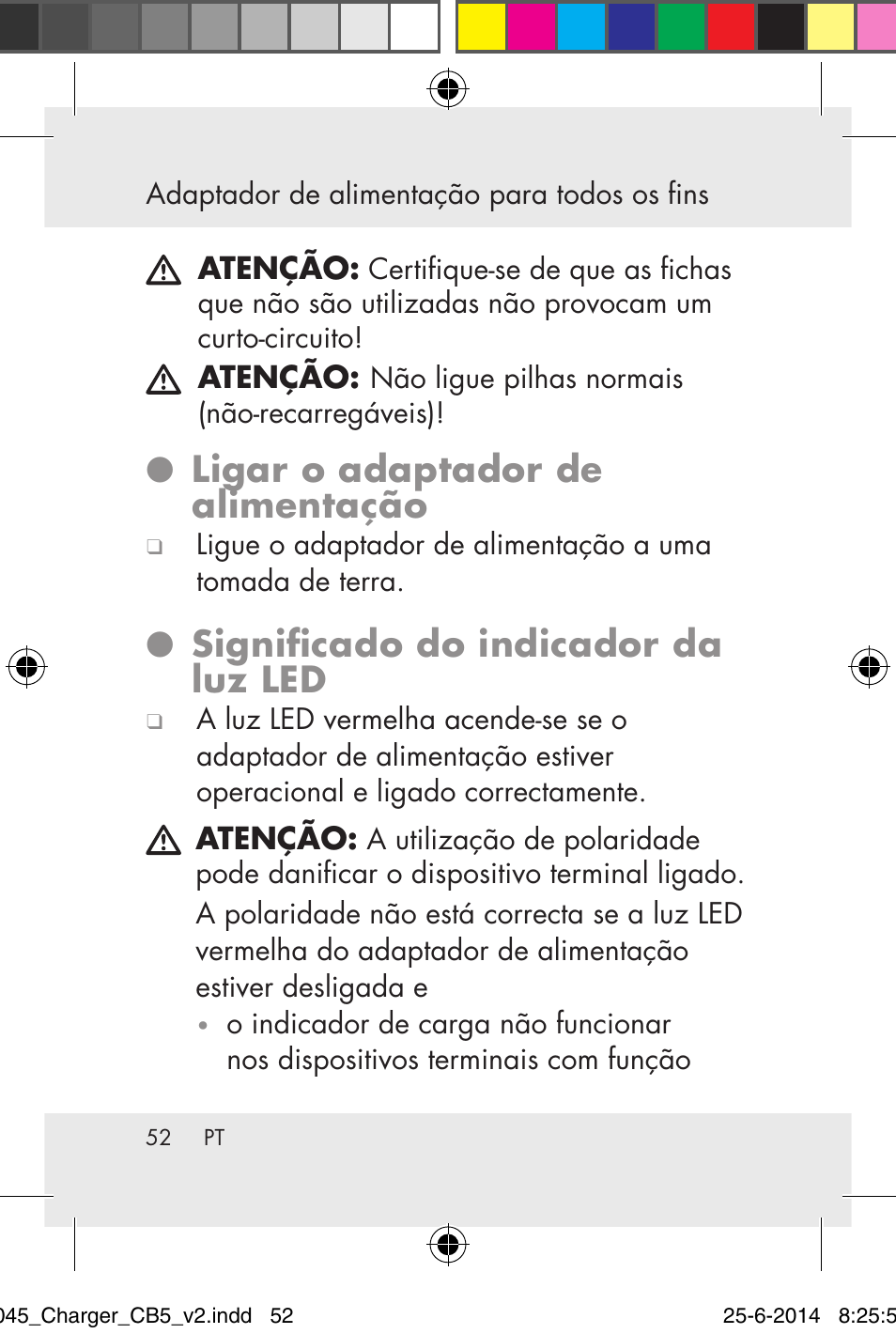 Ligar o adaptador de alimentação, Significado do indicador da luz led | Powerfix Power Socket Switch User Manual | Page 52 / 93