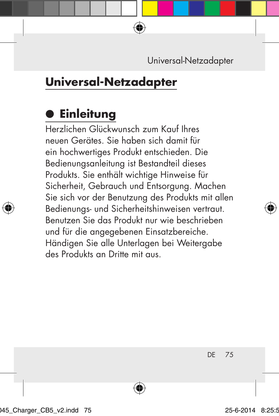 Universal-netzadapter ● einleitung | Powerfix Power Socket Switch User Manual | Page 75 / 93