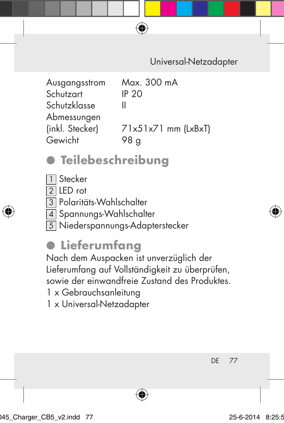 Teilebeschreibung, Lieferumfang | Powerfix Power Socket Switch User Manual | Page 77 / 93