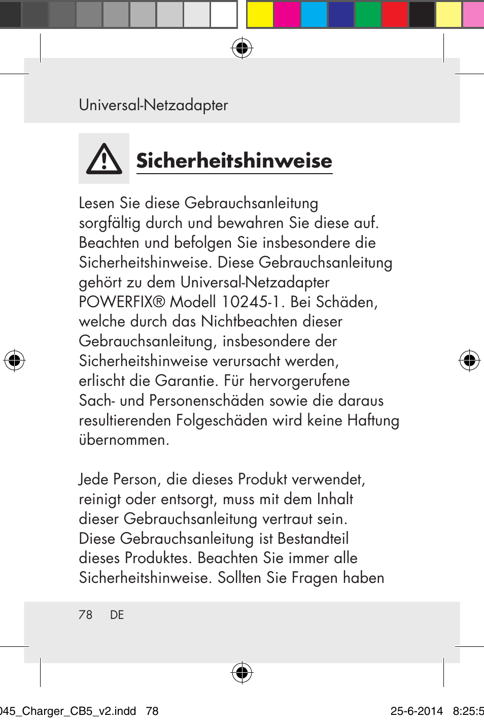 Sicherheitshinweise | Powerfix Power Socket Switch User Manual | Page 78 / 93