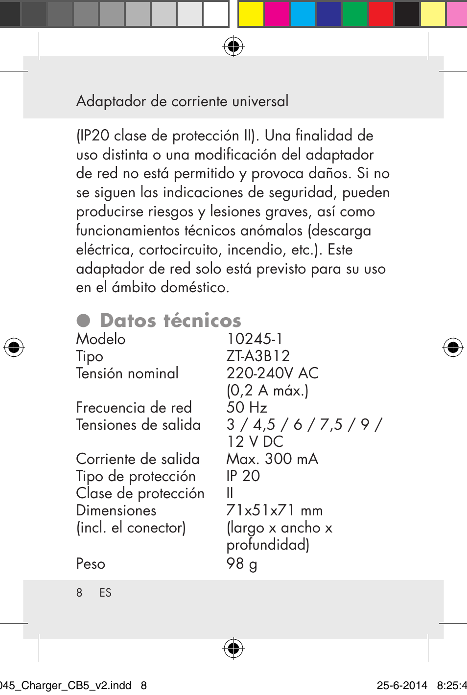 Datos técnicos | Powerfix Power Socket Switch User Manual | Page 8 / 93