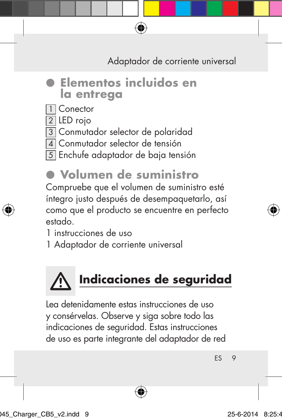 Elementos incluidos en la entrega, Volumen de suministro, Indicaciones de seguridad | Powerfix Power Socket Switch User Manual | Page 9 / 93