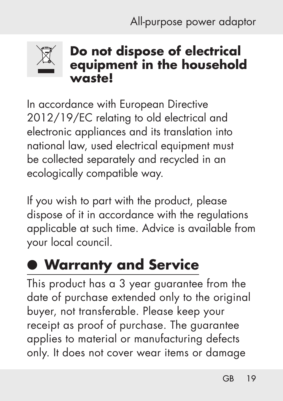 Warranty and service | Powerfix Power Socket Switch User Manual | Page 19 / 76