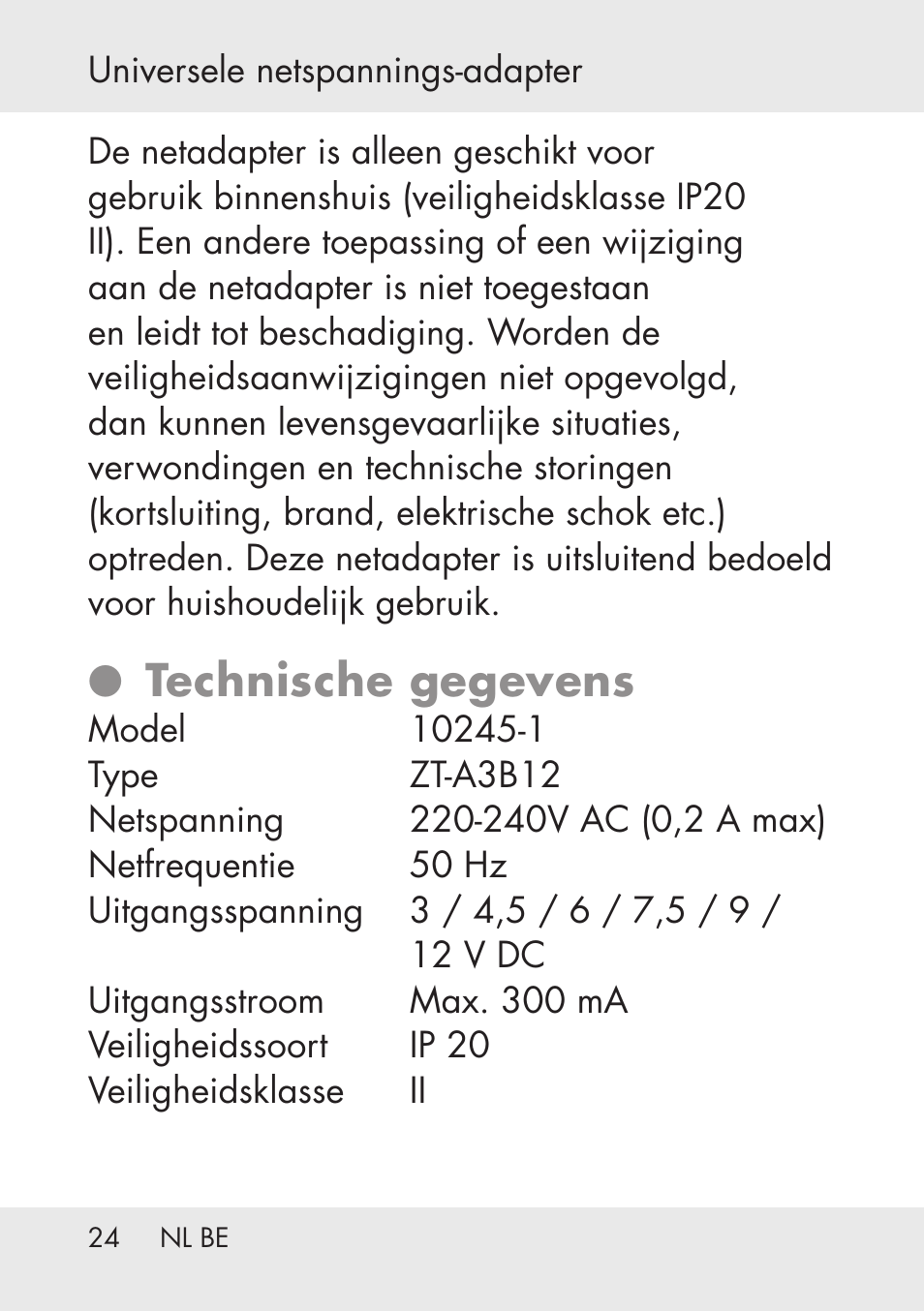 Technische gegevens | Powerfix Power Socket Switch User Manual | Page 24 / 76