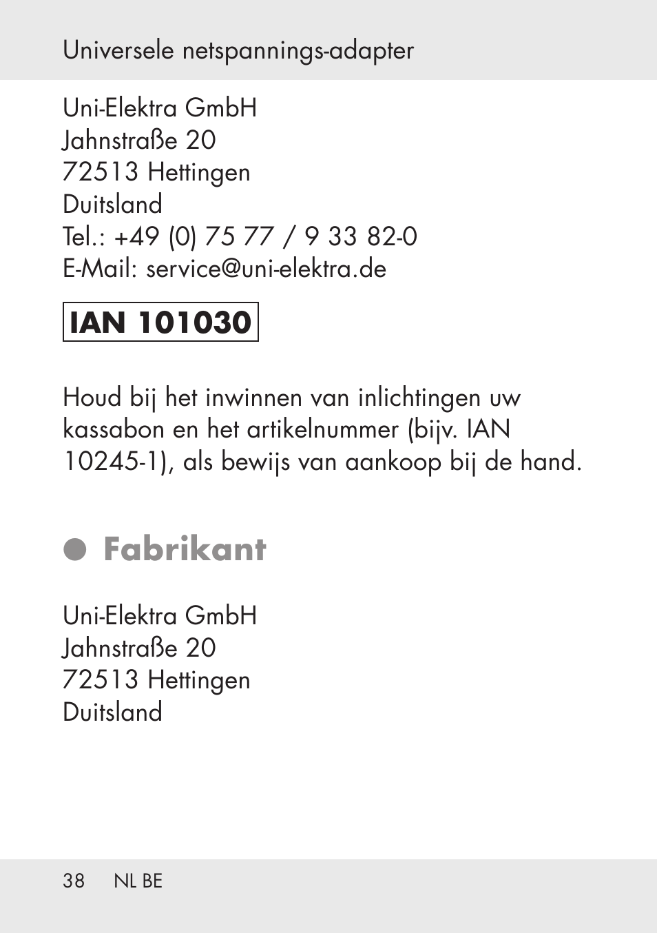 Fabrikant | Powerfix Power Socket Switch User Manual | Page 38 / 76