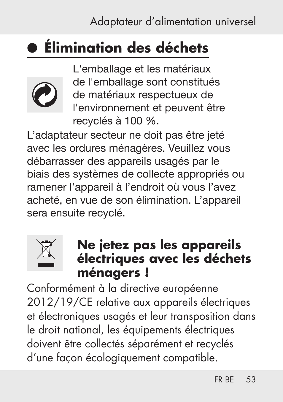 Élimination des déchets | Powerfix Power Socket Switch User Manual | Page 53 / 76