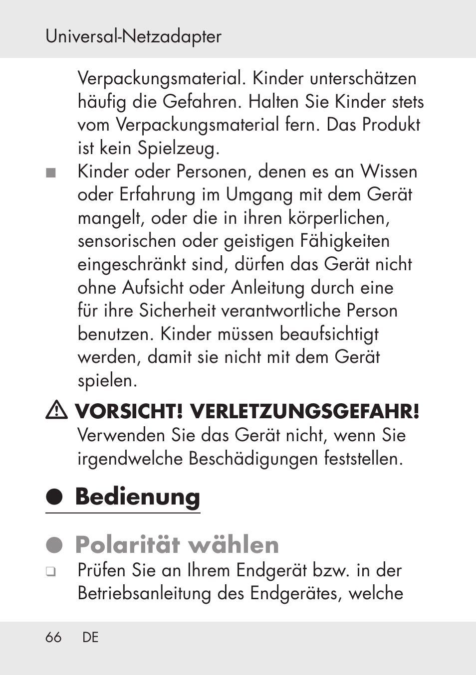 Bedienung ● polarität wählen | Powerfix Power Socket Switch User Manual | Page 66 / 76