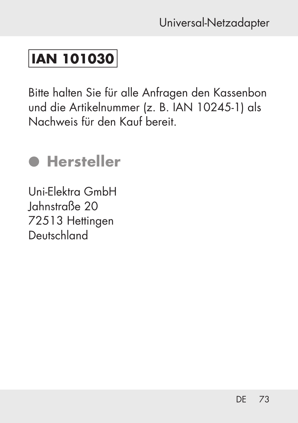 Hersteller | Powerfix Power Socket Switch User Manual | Page 73 / 76