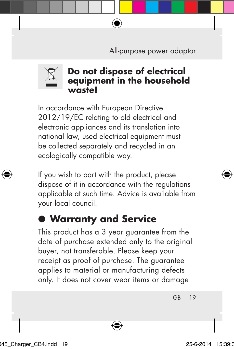 Warranty and service | Powerfix Power Socket Switch User Manual | Page 19 / 92