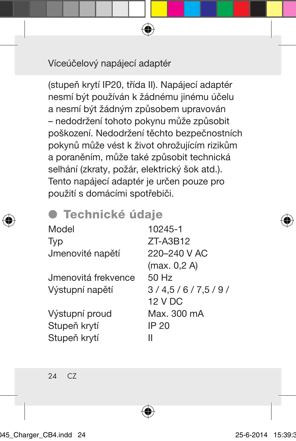 Technické údaje | Powerfix Power Socket Switch User Manual | Page 24 / 92