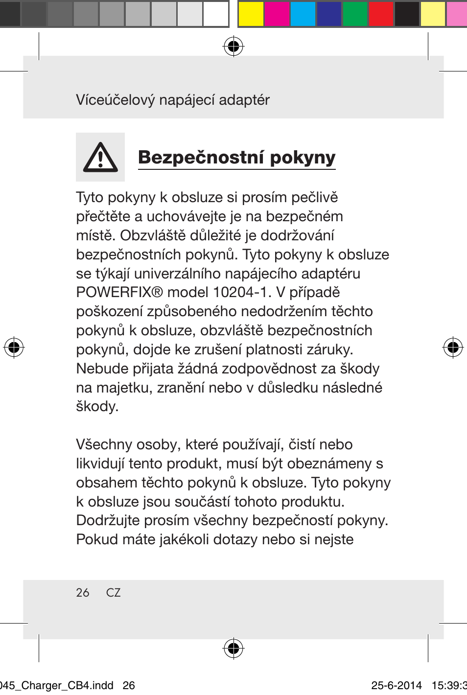 Bezpečnostní pokyny | Powerfix Power Socket Switch User Manual | Page 26 / 92