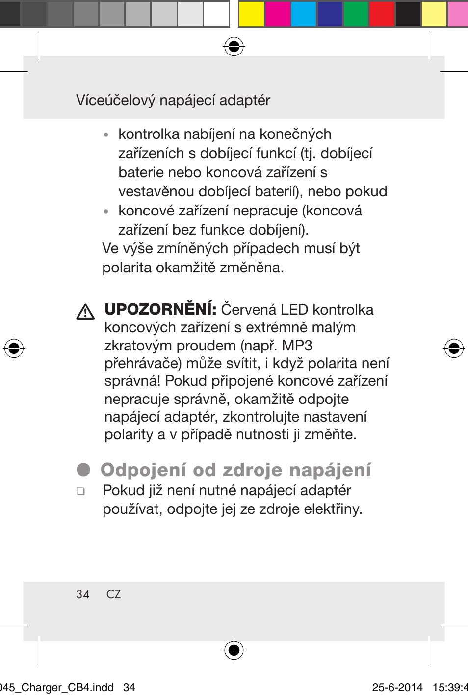 Odpojení od zdroje napájení | Powerfix Power Socket Switch User Manual | Page 34 / 92