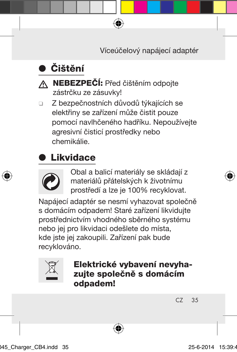 Čištění, Likvidace | Powerfix Power Socket Switch User Manual | Page 35 / 92