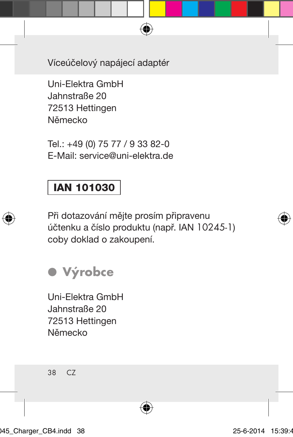 Výrobce | Powerfix Power Socket Switch User Manual | Page 38 / 92