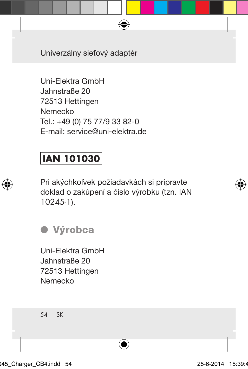 Výrobca | Powerfix Power Socket Switch User Manual | Page 54 / 92
