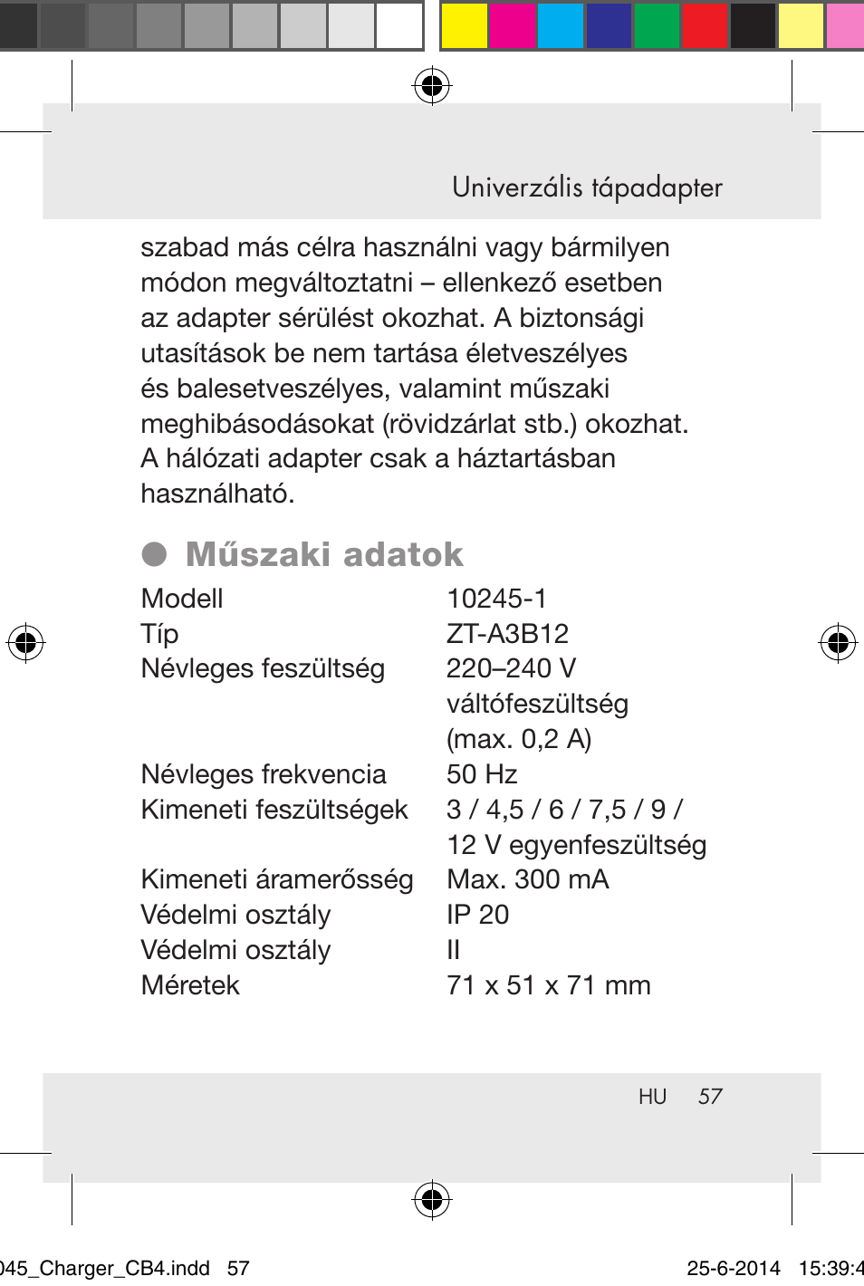 Műszaki adatok | Powerfix Power Socket Switch User Manual | Page 57 / 92