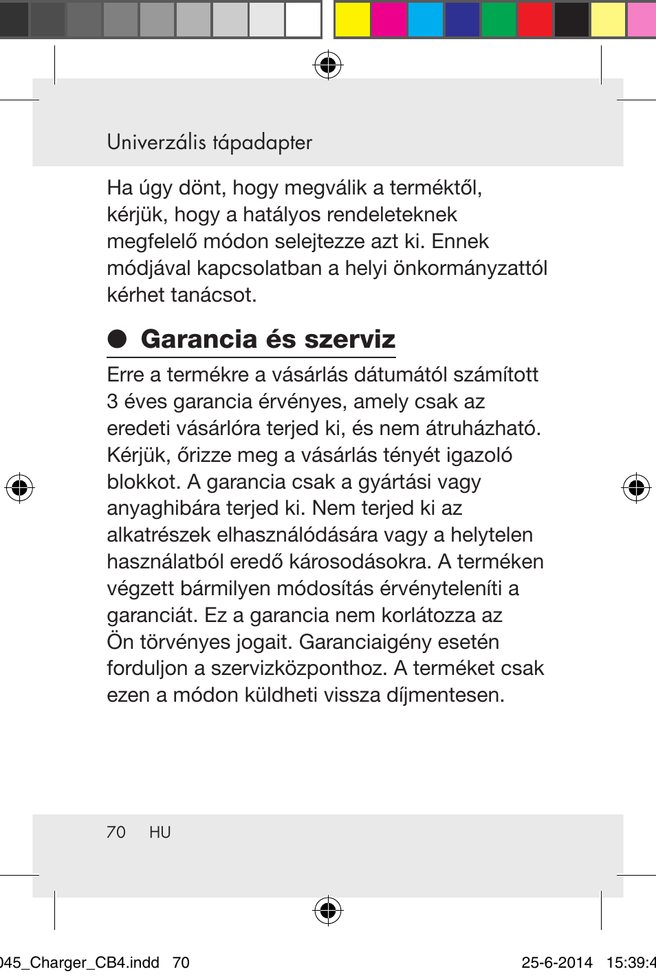 Garancia és szerviz | Powerfix Power Socket Switch User Manual | Page 70 / 92