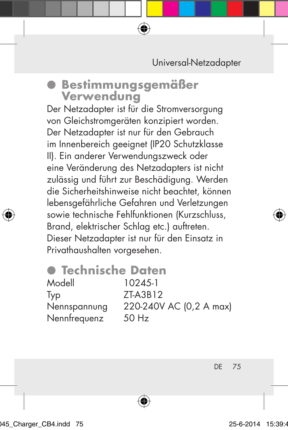 Bestimmungsgemäßer verwendung, Technische daten | Powerfix Power Socket Switch User Manual | Page 75 / 92