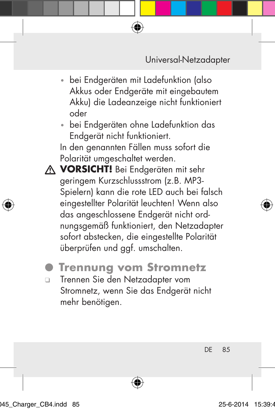 Trennung vom stromnetz | Powerfix Power Socket Switch User Manual | Page 85 / 92