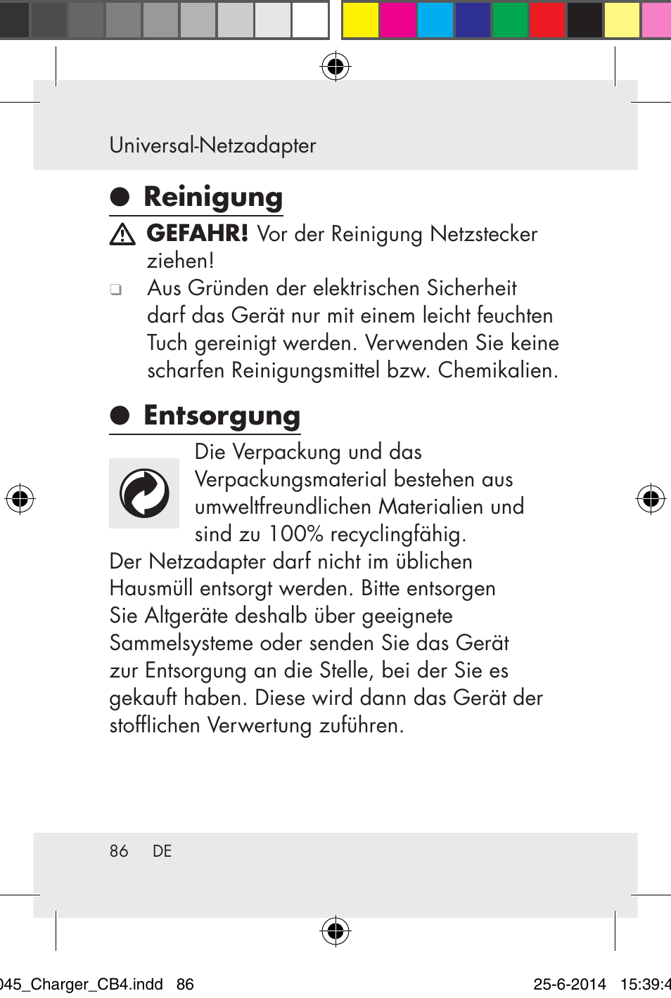 Reinigung, Entsorgung | Powerfix Power Socket Switch User Manual | Page 86 / 92