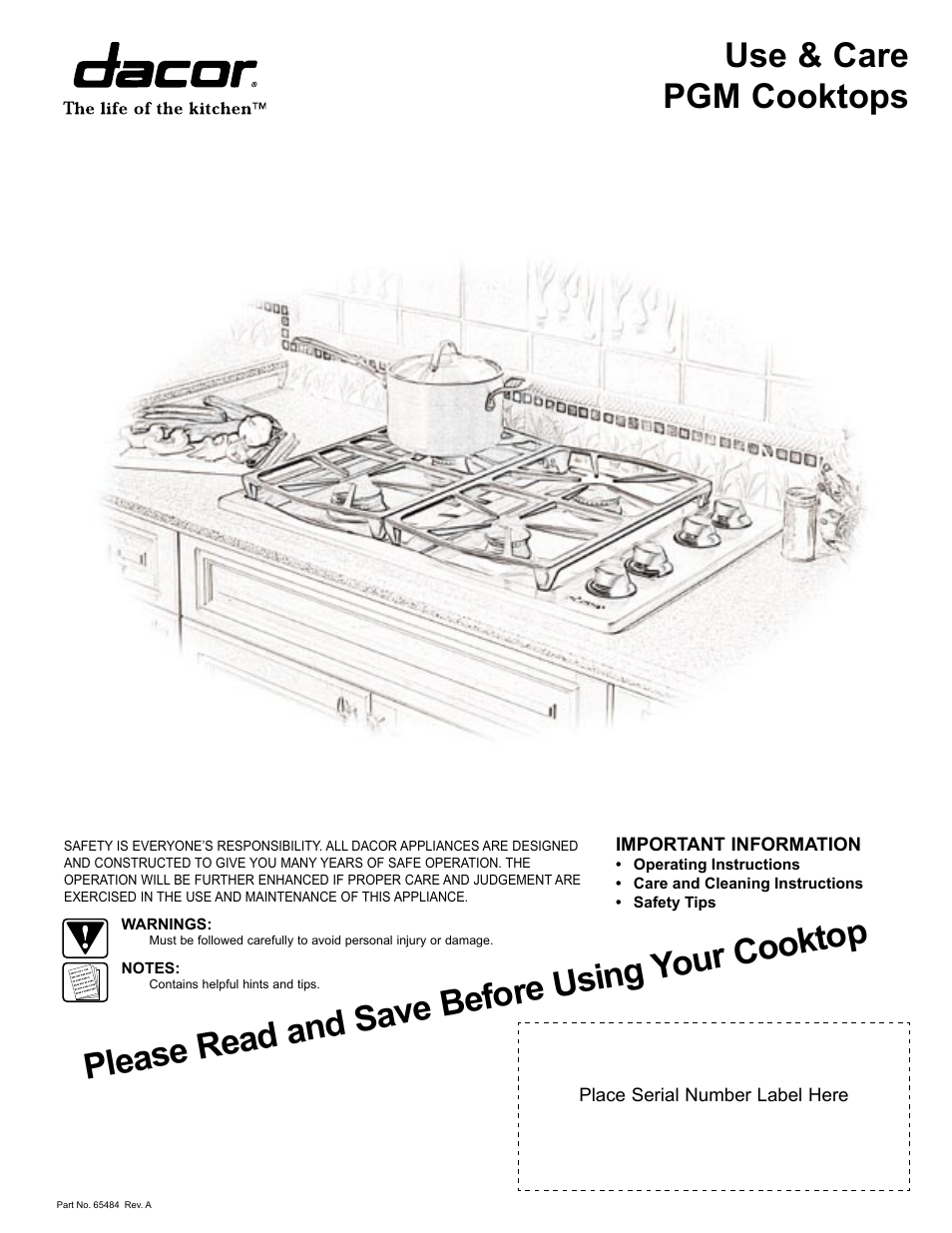 Dacor Cooktops User Manual | 12 pages