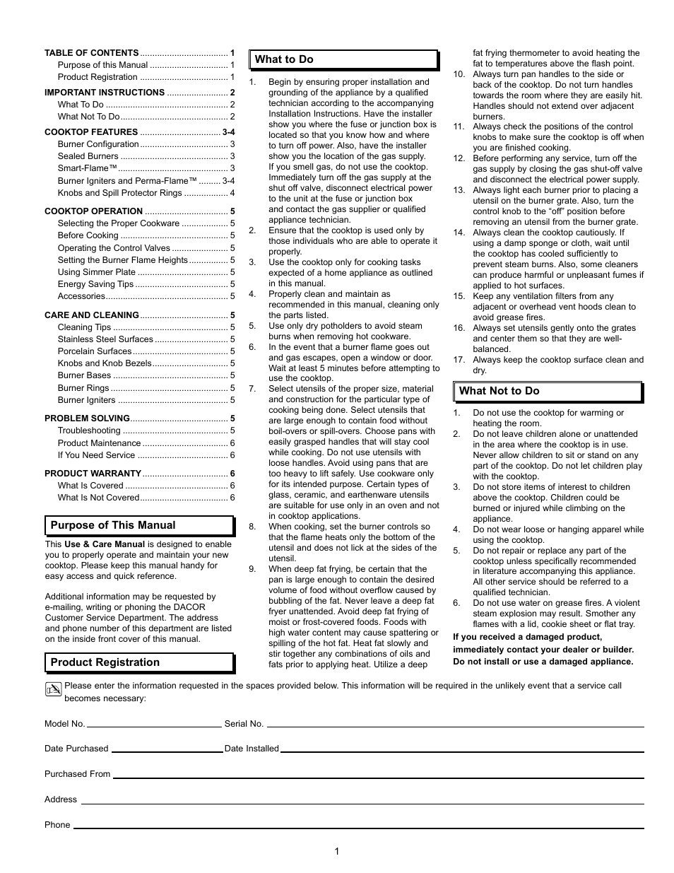 Dacor Cooktops User Manual | Page 3 / 12