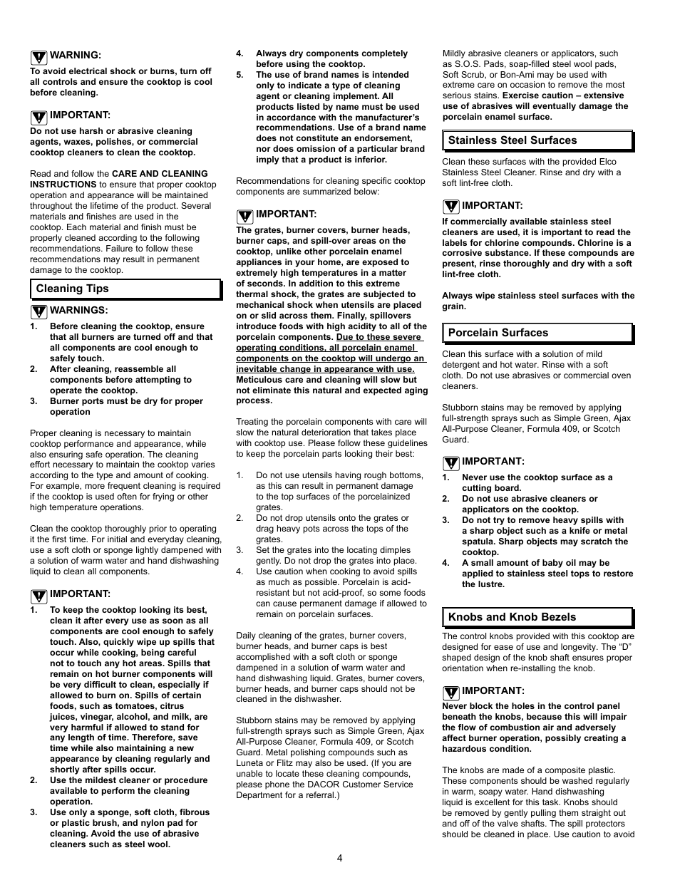 Dacor Cooktops User Manual | Page 6 / 12