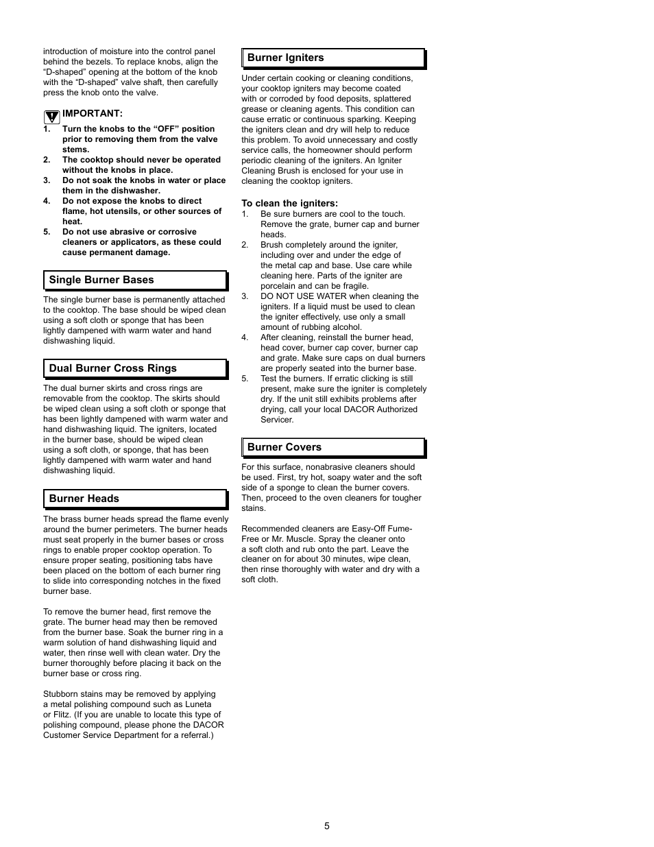 Dacor Cooktops User Manual | Page 7 / 12