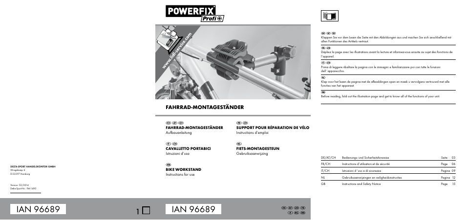 Powerfix Bike Workstand User Manual | 18 pages