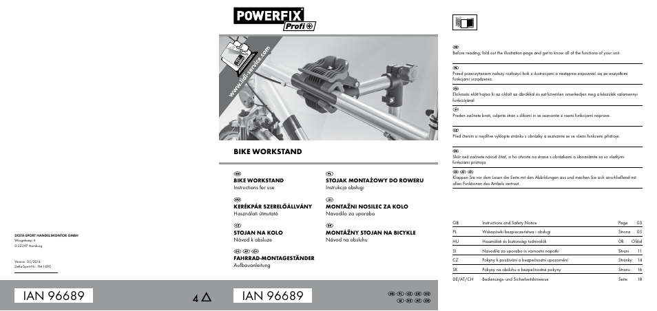 Powerfix Bike Workstand User Manual | 22 pages