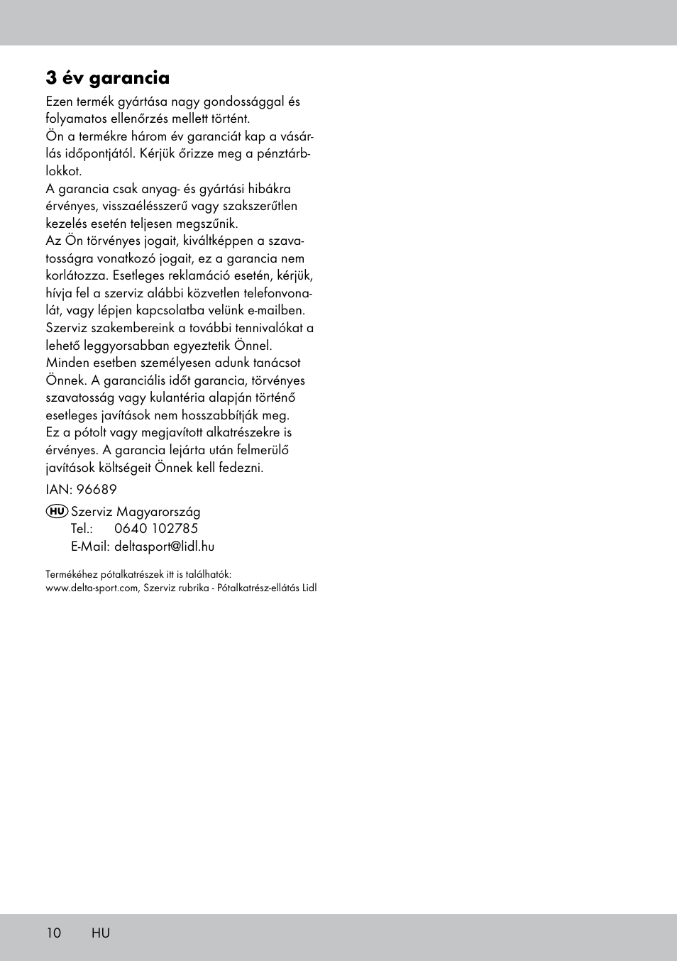 3 év garancia | Powerfix Bike Workstand User Manual | Page 10 / 22